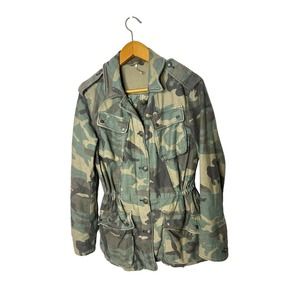 Free People Not Your Brothers‎ Faded Green Camo Print Surplus Shacket Jacket S